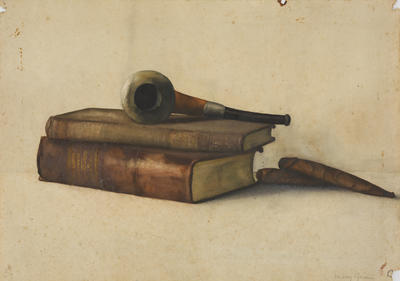 Untitled (Books and pipe)