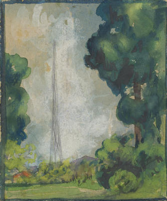 Untitled (Landscape with tower)