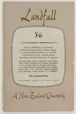 The Caxton Press; Landfall Quarterly 56; Dec 1960; A2015/1/523
