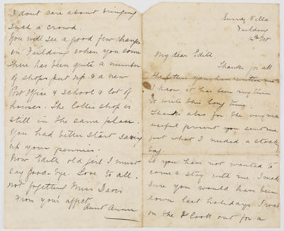 Annie Stewart; Letter to Edith Collier from her aunt Annie 14th Dec.; A2015/1/228