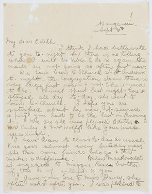Minna Russell; Letter to Edith Collier from her friend Minna Russell undated.; A2015/1/254