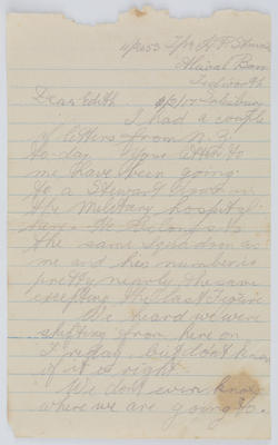Letter written to Edith Collier from an unknown person 6 Feb 1917.