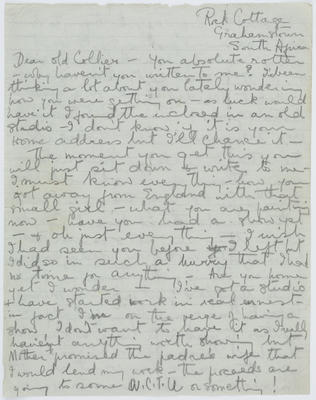Charlie Ayliff; Letter from Charlie Ayliff to Edith Collier; A2015/1/288