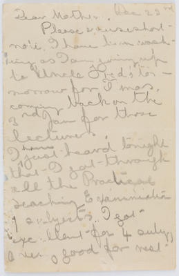 Edith Collier; Letter written by EMC to her mother Eliza Collier 23 December.; A2015/1/337