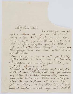 Bella Livingston; Letter from Bella Livingston to Edith Collier, undated; A2015/1/391