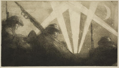 Untitled (Group of soldiers against a night sky)