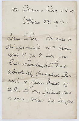 Beatrice Huntington; Letter written by Beatrice Huntington to Edith Collier; 23 Oct 1919; A2015/1/294