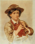 Portrait of a Boy Playing a Pipe