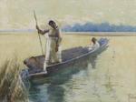 Māori Woman and Man in an Old Canoe image item
